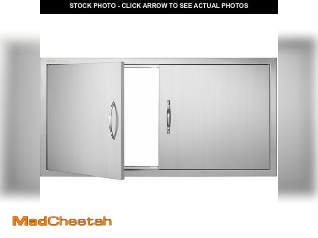 Lot 74-12547392 - VEVOR BBQ Access Door - 42W x 21H inch Double Outdoor Stainless Steel Kitchen Door for Island and Gr...