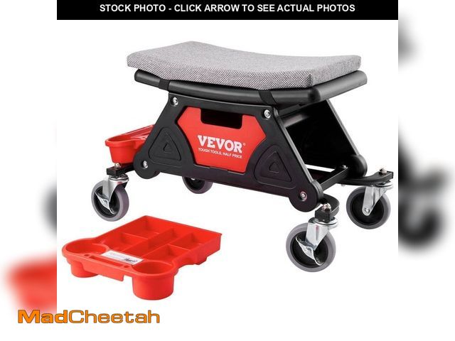Lot 74-13778902 - (MISSING TRAY)VEVOR Mechanics Stool 300 lbs. Capacity Rolling Creeper Seat with 4 in. Wheels with 3 ...