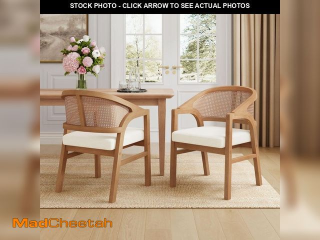 Lot 74-14605121 - CHRISTOPHER KNIGHT HOME Lucas Natural Oak and Beige Polyester Upholstered Dining Chair with Cane Bac...