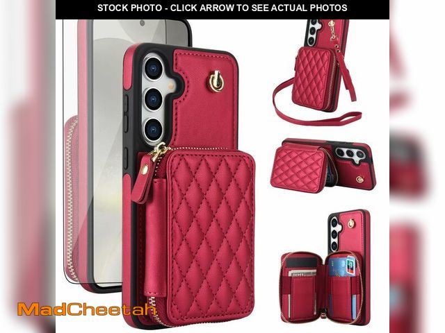 Lot 74-13628881 - Phone Case for Samsung Galaxy S24 Plus S24+ 5G Wallet Cell Cover with Tempered Glass Screen Protecto...