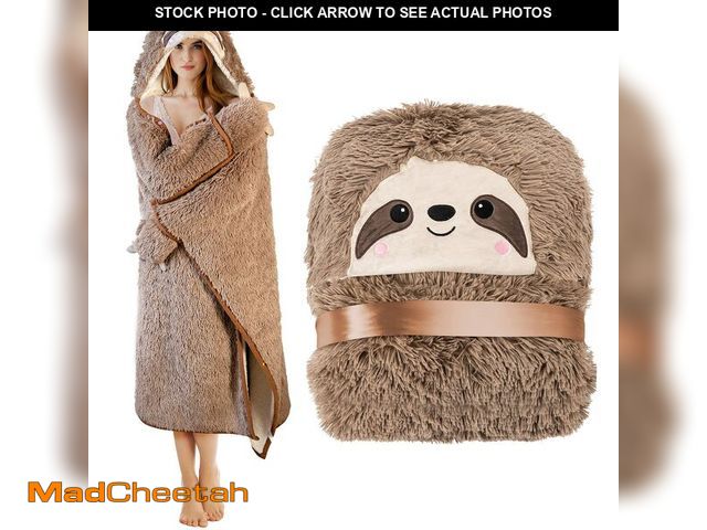 Lot 74-13548457 - Sloth Wearable Hooded Blanket for Adults - Fluffy Super Soft Shaggy Faux Fur, Fuzzy Warm Cozy Plush ...