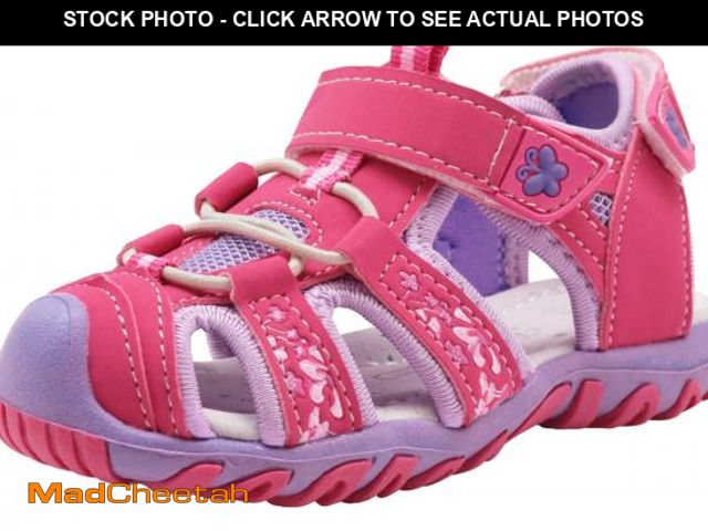 Lot 74-12393875 - Apakowa Kids Girls Sandals Soft Sole Closed Toe Sandals Summer Shoes with Arch Support (Toddler/Litt...