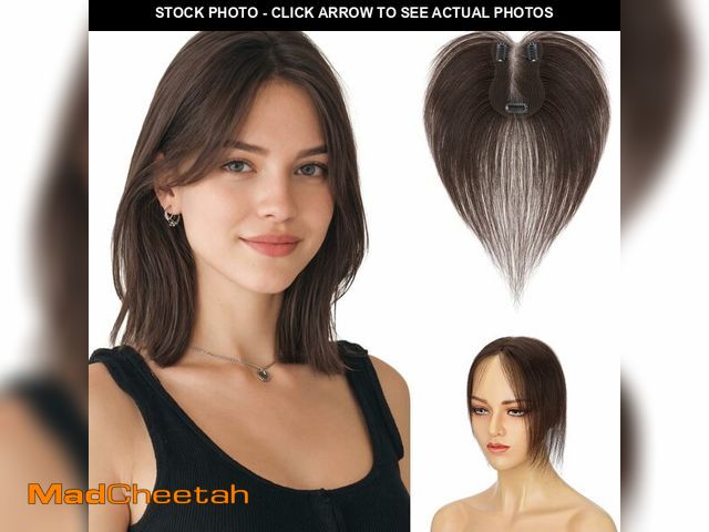 Lot 74-14060071 - Hairro Human Hair Toppers For Women No Bang Middle Part Side Bangs Hair Clip Wispy Thin Short Wiglet...