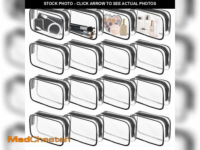 Lot 74-12968136 - 16 Pieces Clear Makeup Bags Bulk, TSA Approved Toiletry Bag for Travel, PVC Waterproof Travel Small ...