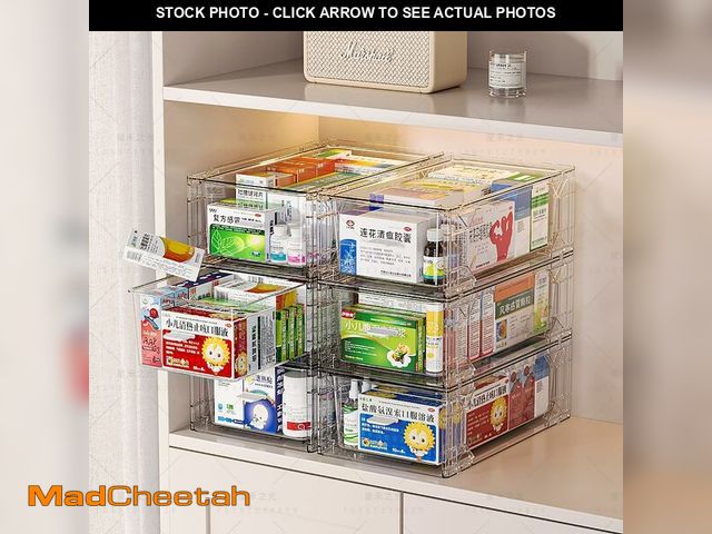 Lot 74-14339422 - Sgoostood 6 Pack Stackable Organizer Drawers, Clear Desk Storage Box,Transparent Drawer in Home, Off...