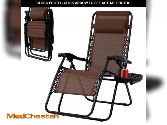 Lot 74-12089462 - TIMBER RIDGE Zero Gravity Chairs, Folding Recliner Chair Padded with Cup Holder and Headrest, Adjust...