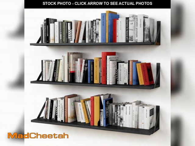 Lot 74-12150575 - Forbena Floating Shelves 36 Inches Long 8 in Deep Set of 3, Large Wall Shelf for Bedroom Books, Heav...