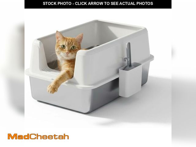 Lot 74-14068396 - Stainless Steel Cat Litter Box, XL Enclosed Metal Litter Box with Lid &amp; Side Litters Filter, Ant...