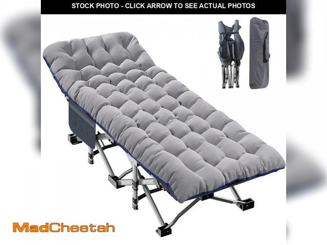 Lot 74-12145941 - ABORON Oversized XXL Folding Camping Cot W/Mat for Adults, 78" L x 32" W x 18" H Heavy Duty Outdoor ...