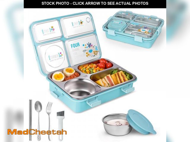 Lot 74-11556328 - SAYAPE Stainless Steel Adult Lunch Box, 28.7oz 4-Compartment Cute Bento Box Kids Snack Containers wi...