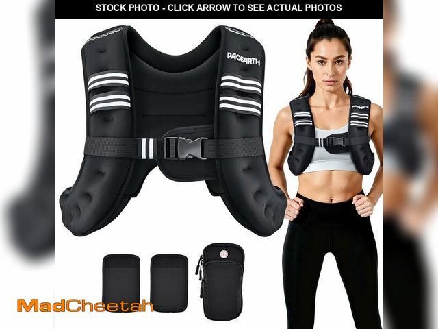 Lot 74-14270958 - PACEARTH Weighted Vest,6lb/8lb/10lb/12lb/16lb/20lb/25lb/30lb Weight Vest with Reflective Stripe, Bod...