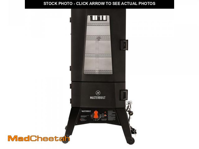 Lot 74-12277622 - MasterbuiltÃ 40-inch ThermoTemp Propane Gas Vertical BBQ Smoker with Analog Temperature Control and...