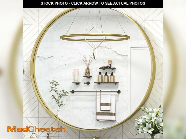 Lot 74-13933169 - TokeShimi 40 Inch Round Gold Bathroom Mirror for Wall with Non-Rusting Aluminum Alloy Brushed Matte ...