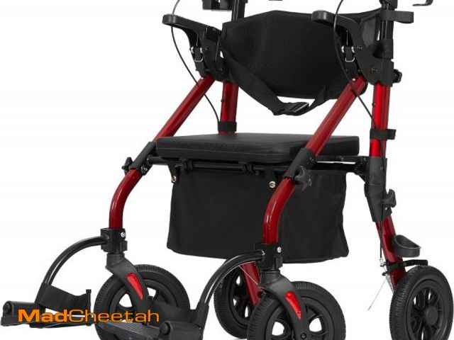 Lot 74-12098184 - ELENKER All Terrain Rollator Walker Transport Wheelchair Combo, 2 in 1 Rolling Walker with Padded Se...
