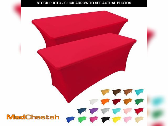 Lot 74-14335556 - IVAPUPU 2 Pack 6FT Table Cloth for Rectangular Fitted Events Stretch Red Table Covers Washable Spand...
