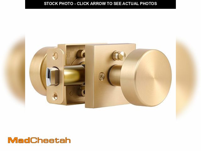Lot 74-14262069 - coolnews Satin Brass Door Knob Interior Privacy Door Knobs with Lock, Brushed Brass Door Knobs Moder...