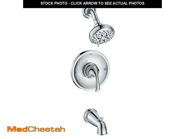 Lot 74-12218577 - Moen Idora Chrome Posi-Temp Tub and Shower Set with Showerhead, Lever Handle, Tub Spout and Valve In...