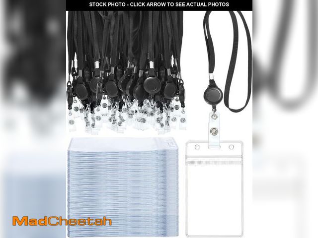 Lot 74-12328993 - Marspark 50 Set Lanyard with ID Holder Include Flat Lanyard with Retractable Badge Reel and Clear Ve...