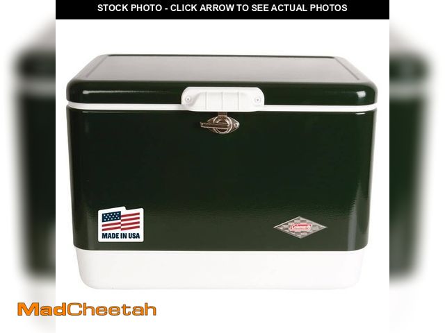 Lot 74-12672762 - Coleman Vintage 54 qt. Steel Belted Cooler, Green - UNUSED