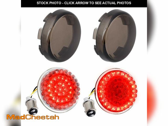 Lot 74-12457190 - NTHREEAUTO Smoked Turn Signals, 2 Inch Bullet Rear Brake Running Light, Motorcycle 1157 Insert Kit C...