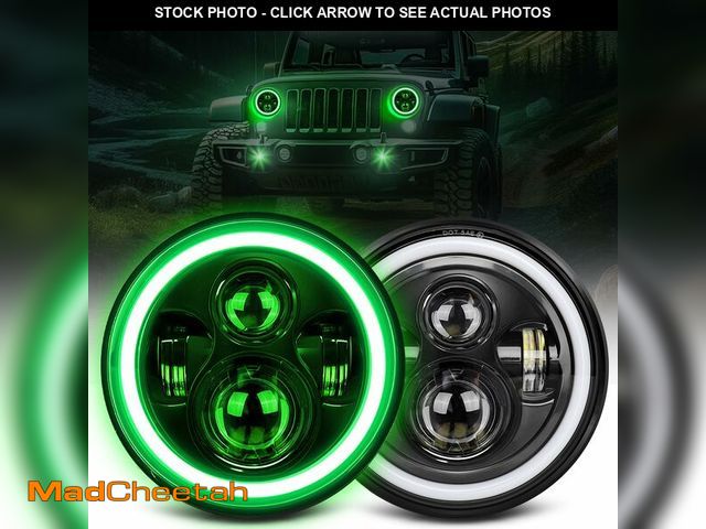 Lot 74-12706884 - UNI-SHINE 7 inch Green Halo led Headlight Hi/Lo Beam with Amber Turn Signal DRL 2pcs 7 inch led head...