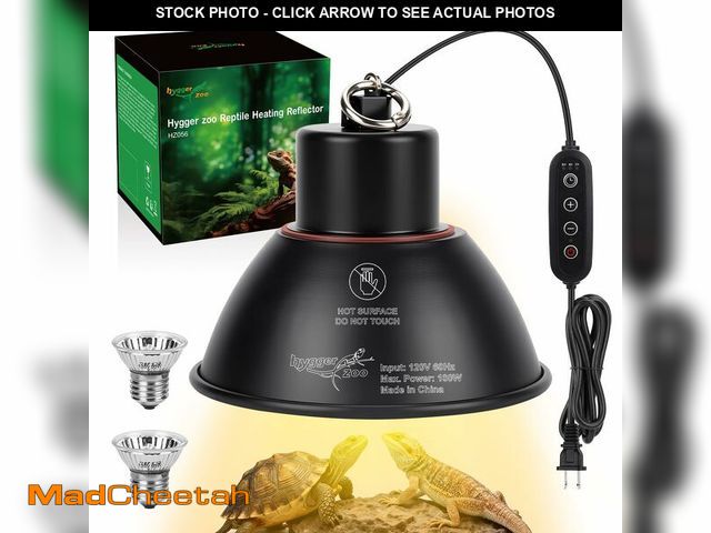 Lot 74-13953848 - Reptile Heat Lamp Reptile Light Fixture 2Inch Shallow Dome with Dimmer and Cycle Timer, Max 100W, 2 ...