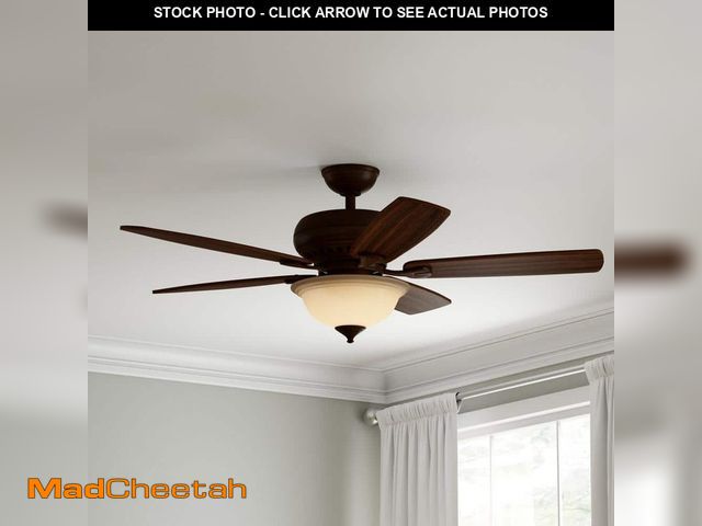 Lot 74-14439512 - HAMPTON BAY Southwind 52 in. Indoor LED Venetian Bronze Ceiling Fan with 5 Reversible Blades, Light ...