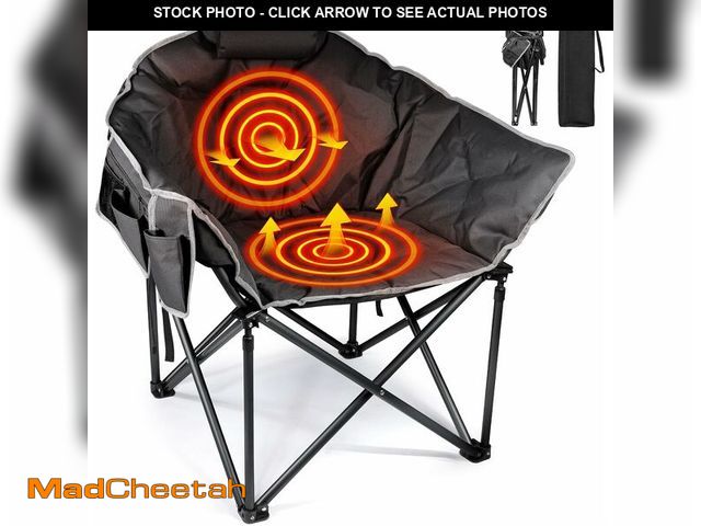 Lot 74-12664682 - Suteck Heated Camping Chair, Oversized Heated Chairs Outdoor Sports W/3 Control Levels for Back &amp...