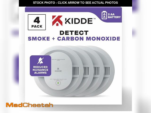 Lot 74-13366039 - Kidde Smoke &amp; Carbon Monoxide Detector AA Battery Powered LED Warning Light Indicators 4 Pack - ...