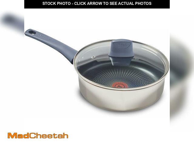 Lot 74-14067679 - T-fal Essentials Stainless Steel Saute Pan w/Non Stick Coating &amp; Glass Lid, 3.5 Quart, All Cookt...