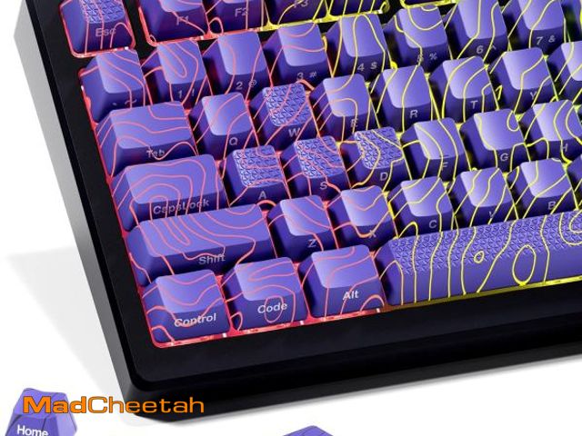 Lot 74-12327308 - HITIME XVX Shine Through Keycaps w/IMD Tech, Custom Topographic Keycaps 60 75 100 Percent, Purple Ke...