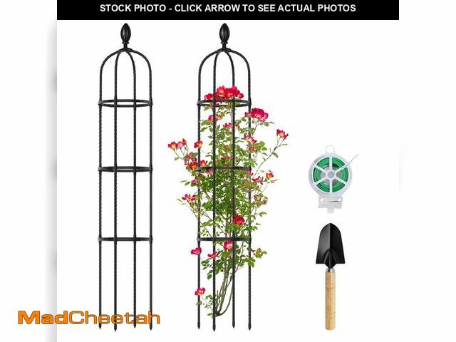 Lot 74-14268388 - Huvai 2 Pack 5Ft Tall Garden Obelisk Trellis for Climbing Plants Outdoor, Plant Trellis Garden Tower...