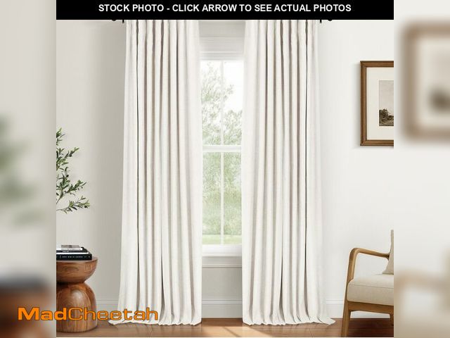 Lot 74-12973538 - INOVADAY 100% Blackout Curtains for Bedroom, Black Out Curtains 84 Inch Long, Clip Rings Linen Black...