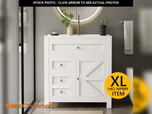 Lot 74-13778494 - (SOME DAMAGE) Homall 30'' Bathroom Vanity with Undermount Resin Sink, Freestanding Bathroom Vanity w...