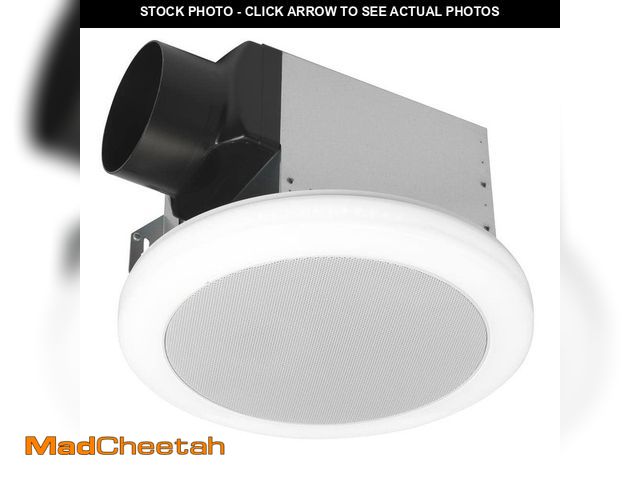 Lot 74-13650923 - Commercial Electric 80 CFM 1.5 Sones Ceiling Bathroom Exhaust Fan with Bluetooth Speaker and Adjusta...