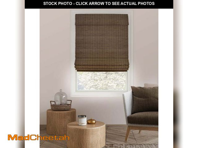 Lot 74-14259894 - Chicology 29"W x 64"H Moose Cordless Bamboo Roman Shades, Natural Woven Wood, Light Filtering, Safe ...