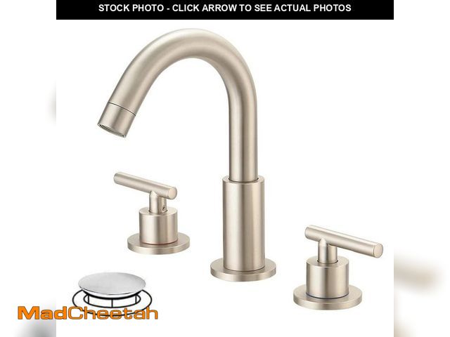 Lot 74-12552582 - BWE 8 in. Widespread 2-Handle Mid-Arc Bathroom Faucet with Valve and cUPC Water Supply Lines in Brus...