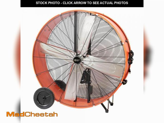 Lot 74-14605114 - Commercial Electric 42 in. 2-Speed Heavy Duty Industrial Drum Fan in Orange with Rust-Resistant Gril...