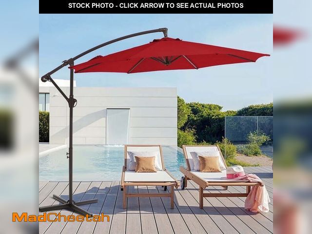 Lot 74-12669283 - JUSTLET 10' Outdoor Hanging Offset Cantilever Umbrella for Patio(No Base), Red - UNUSED