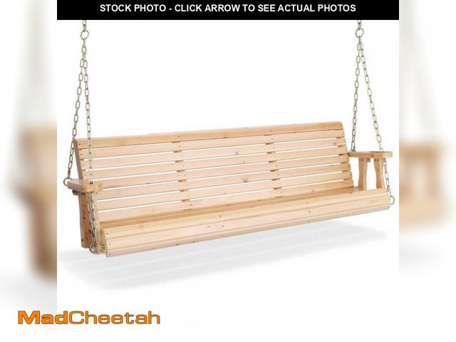 Lot 74-12185102 - 3-Person Nature Wood Porch Swing with Chains - USED