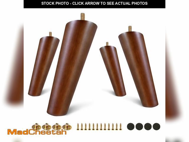 Lot 74-13960459 - FoDau770 Brown Rubber Wood Furniture Legs 6 Inches, Slant Tapered Wood Feet Mid Century Sofa Legs Se...