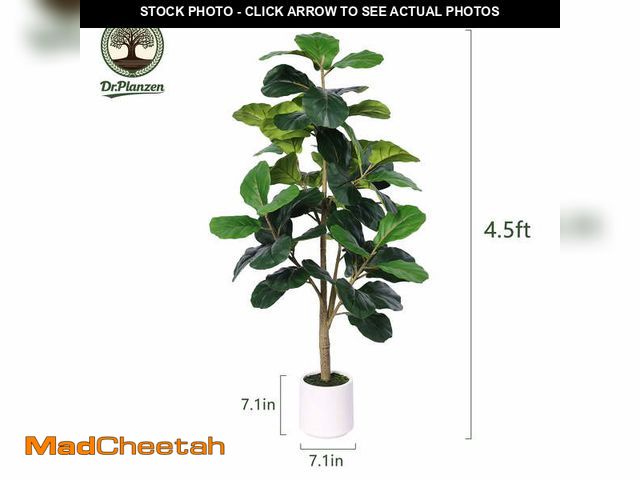 Lot 74-14435692 - DR.Planzen 4.5ft Artificial Fiddle Leaf Fig Tree, Tall Faux Ficus Tree, Artificial Plants for Home O...