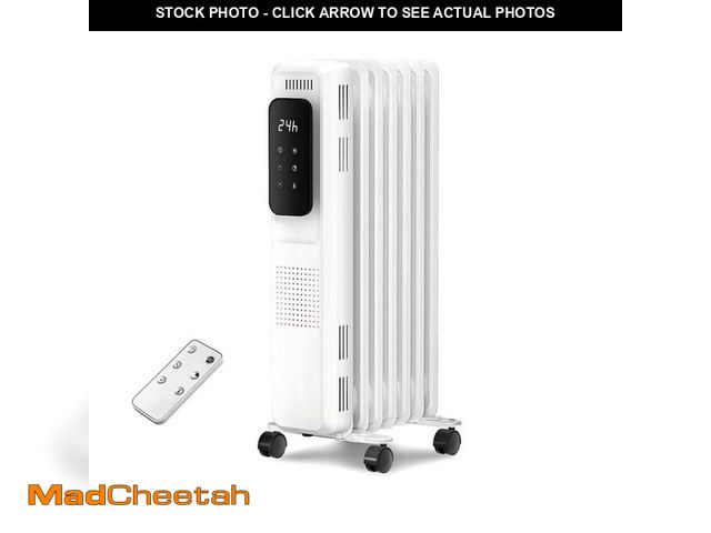 Lot 74-13129667 - (MISSING REMOTE) R.W.FLAME 1500W Portable Electric Oil Heater with LCD Display and Anti-Tip Protecti...