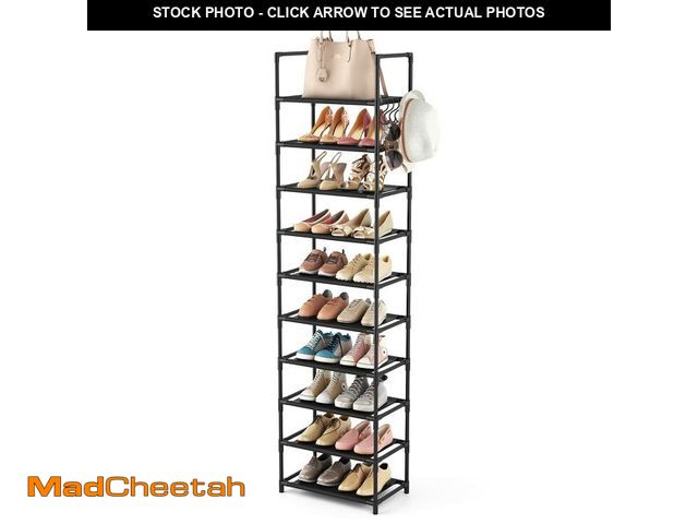 Lot 74-13962451 - LANTEFUL 10 Tiers Tall Shoe Rack 20-25 Pairs Boots Organizer Storage Sturdy Narrow Shoe Shelf for En...