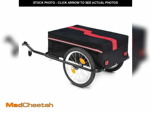 Lot 74-12670653 - Ktaxon Bike Cargo Trailer with Removable Cover, Bicycle Wagon Trailer with 16" Wheels, Red - UNUSED