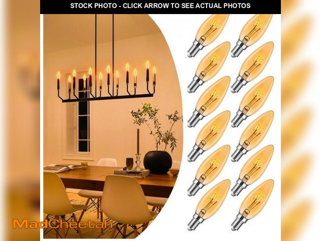 Lot 74-12435435 - E12 Candelabra Light Bulbs 20W 25W Replacement, Super Thin Filament E12 LED Light Bulbs Dimmable, Ch...