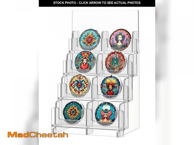 Lot 74-12432336 - Acrylic Thickened Sticker Display Stand,Featuring 8 Curved Pockets for Larger 4'' Stickers, Bookmark...