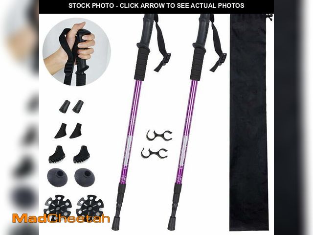 Lot 74-12778911 - (MISSING SMALL BLACK PIECE) Aluminum Adustable Trekking Hiking Poles, Homeya Walking Sticks, Lightwe...