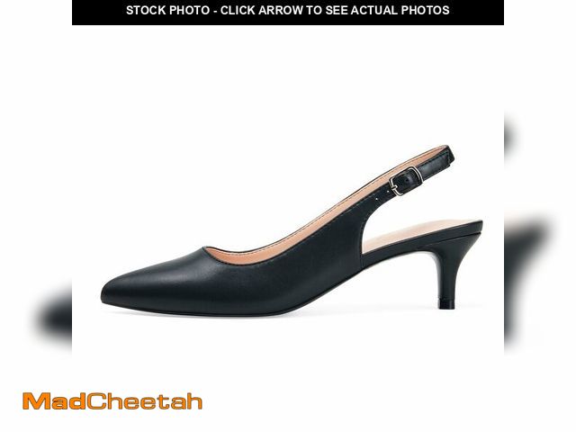 Lot 74-14297367 - GENSHUO Slingback Heels for Women Black Low Heels Dress Shoes Kitten Pumps Dressy Heeled Sandals Siz...