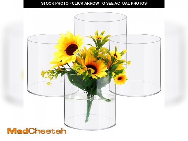 Lot 74-12120020 - Qunclay 4 Pcs Acrylic Flower Vase Plastic Cylinder Vase for Centerpiece Decorative Clear Acrylic Cyl...